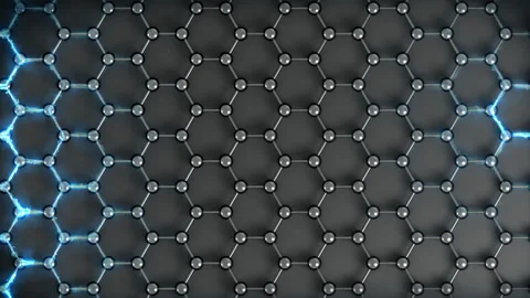 Graphene Conductivity Electrical loop Metal. This macro 3D animation represents Stock Footage 340368919