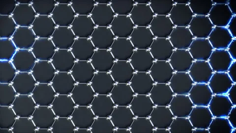 Graphene Conductivity Electricity loop chrome. This macro 3D animation Stock Footage 339663702