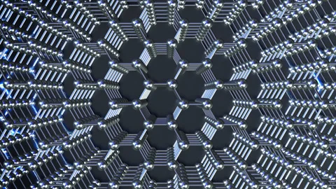 Graphene Conductivity Stack loop Horizontal Chrome. This nano technology 3D Stock Footage 342252461