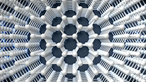 Graphene Conductivity Stack loop Horizontal BW. This nano technology 3D Stock Footage 342289101