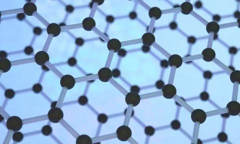 Graphene crystal lattice. 3D visualization Stock Photos