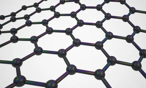 Graphene crystal lattice. 3D visualization Stock Photos