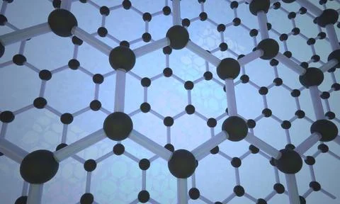 Graphene crystal lattice. 3D visualization Stock Photos