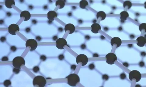 Graphene crystal lattice. 3D visualization Stock Photos