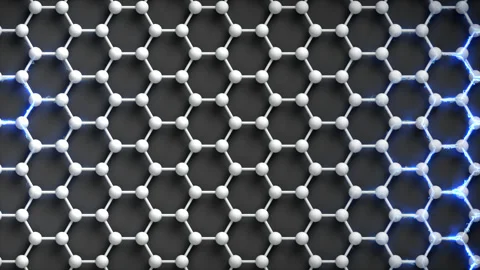 Graphene Electrical Conductivity loop BW. This macro 3D animation represents Stock Footage 340540574