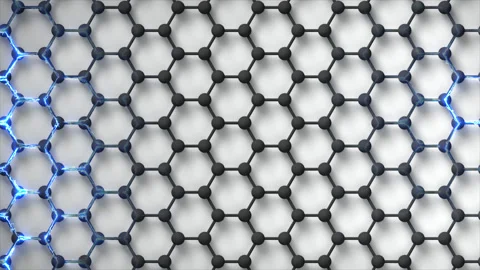 Graphene Electrical Conductivity loop Light. This macro 3D animation represents Stock Footage 340118314