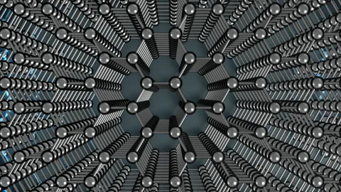 Graphene EV Conductivity Stack Horizontal loop Metal. This nano technology 3D Stock Footage 342578665