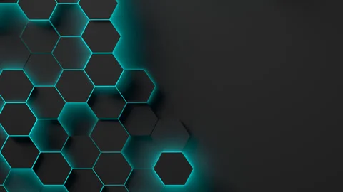 Graphene hexagon Engineering background stepped loop Dark Blue. Great backgound Stockbeeldmateriaal 340422500