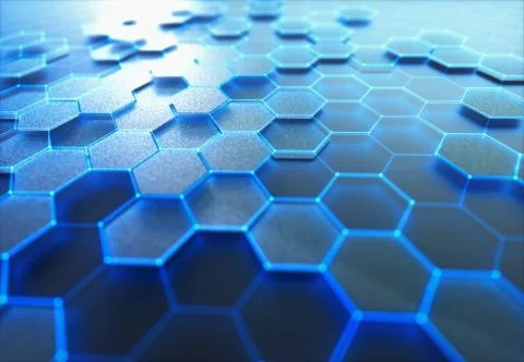 Graphene Hexagonal Atomic Connection Science Technology Stock Illustration