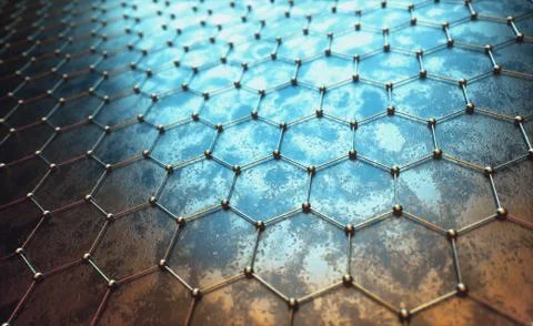 Graphene Hexagonal Atomic Connection Science Technology Stock Illustration