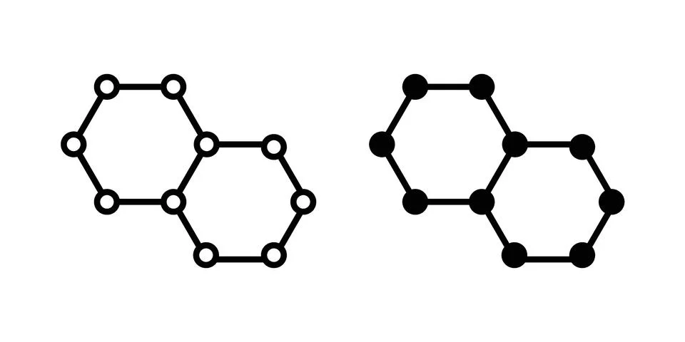Graphene icon linear versions pack on white background Stockillustratie