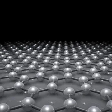 Graphene layer, 3 d schematic molecular model 库存插图