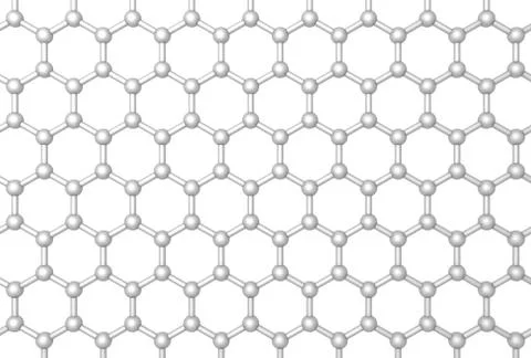 Graphene layer structure schematic model. Frontal 3d render illustration isol Illustrazione stock