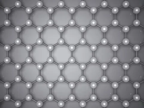 Graphene layer structure, top view. 3d render Illustrazione stock
