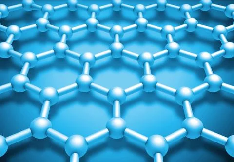 Graphene layered molecule structure, blue schematic model 库存插图