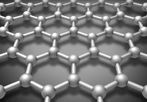 Graphene layered molecule structure schematic model. 3d render illustration 库存插图