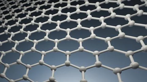 Graphene molecular grid, Crystal cell. 3D render Stock Photos