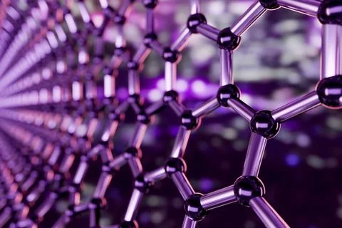 Graphene molecular nano technology structure on a purple-pink background - .. Stock Illustration