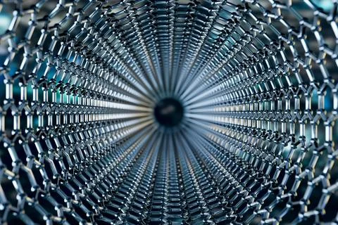 Graphene molecular nano technology structure on a blue background - 3d rend.. Stock Illustration