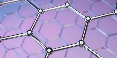 Graphene molecular nano technology structure on a purple-pink background - .. Stock Illustration