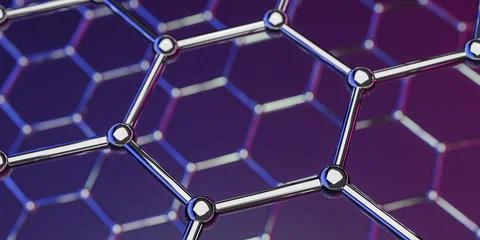Graphene molecular nano technology structure on a purple-pink background - .. Stockillustratie
