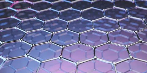 Graphene molecular nano technology structure on a purple-pink background - .. Stock Illustration