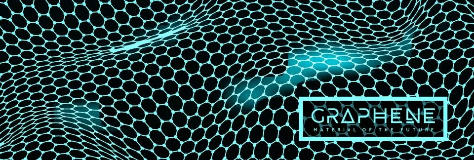 Graphene, a molecular network of hexagons connected together. Chemical network Stock Illustration