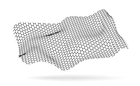 Graphene, a molecular network of hexagons connected together. Chemical network Illustrazione stock