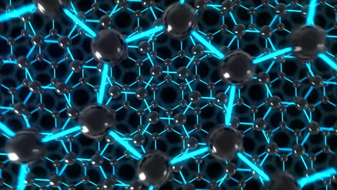 Graphene Nano Material Technology Loop Pass through Neon Rotate. This zoom in Stock Footage 340934270