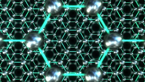Graphene Nano Technology Advanced Material Loop Pass through Neon Straight Stock Footage 341302100
