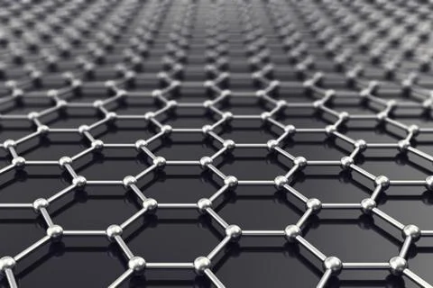 Graphene nanostructure sheet at atomic scale. 3d illustration Stock Illustration