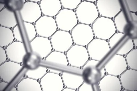 Graphene nanostructure sheet at atomic scale. 3d illustration Stock Illustration
