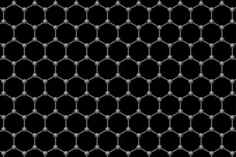 Graphene single layer background, 3D schematic molecular structure 库存插图