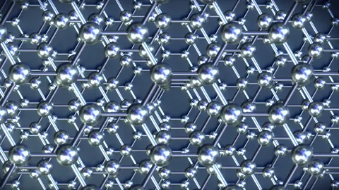 Graphene Stack loop Horizontal Chrome. This nano technology 3D animation Stock Footage 341302079