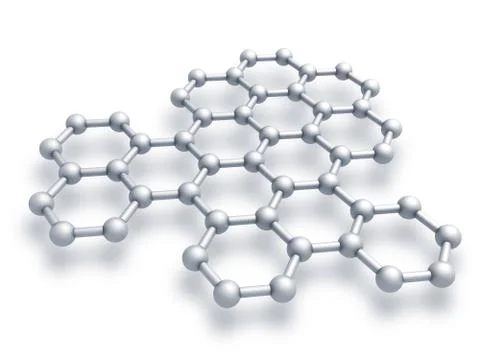 Graphene structure fragment schematic model. 3d render illustration isolated  Illustrazione stock