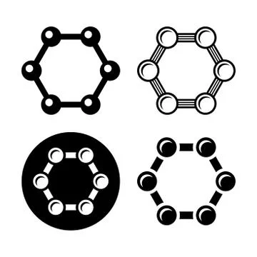 Graphene Structure Icons Set. Vector Stock Illustration