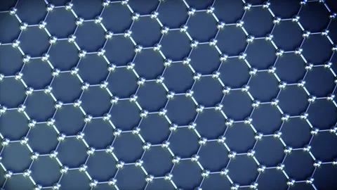 Graphene Structure Nano Tech loop Spin Blue. This nano technology 3D animation Stock Footage 339666462