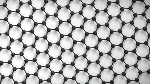 Graphene Structure nano tech loop Spin BW. This nano technology 3D animation Stock Footage 340934031
