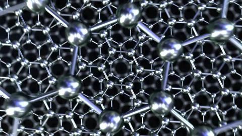 Graphene Tech Nano Material Loop Pass through Chrome Rotate. This zoom in nano Stock Footage 341105789