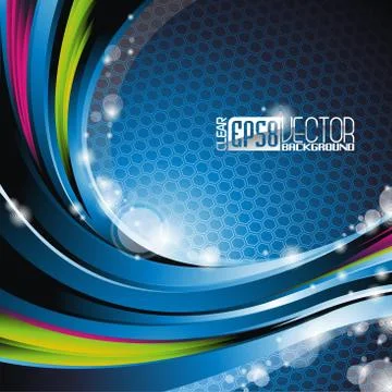 Graphic 113 nAbstract blue vector background with wave shiny design elements. Stock Illustration