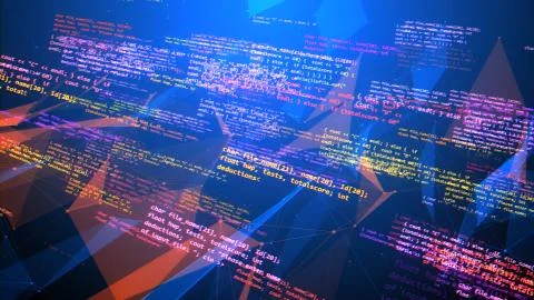 A graphic 3d illustration of sparkling coded messages placed diagonally. They Stock Illustration