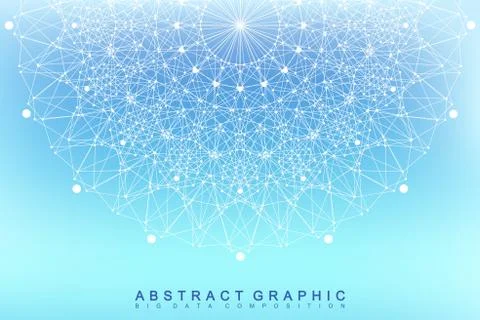 Graphic abstract background communication. Big data visualization. Perspective Stock Illustration