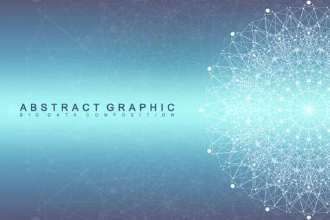 Graphic abstract background communication. Big data visualization. Perspective Stock Illustration