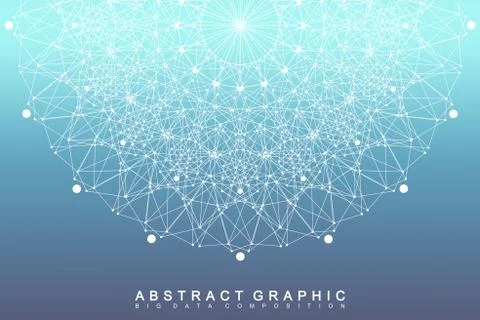 Graphic abstract background communication. Big data visualization. Perspective Stockillustratie