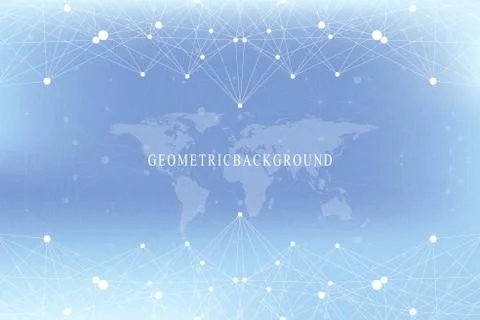 Graphic abstract background communication with world map. Big data visualization Stock Illustration