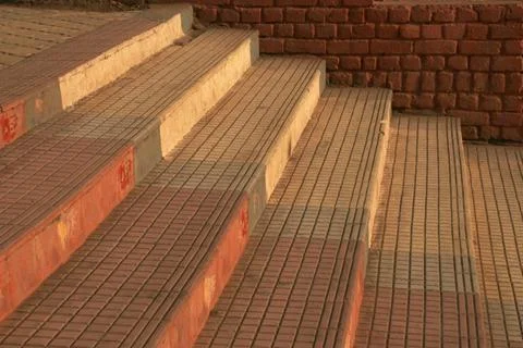 Graphic abstract of steps with designs of squares and rectangles, Pune, Ma... Stock Photos