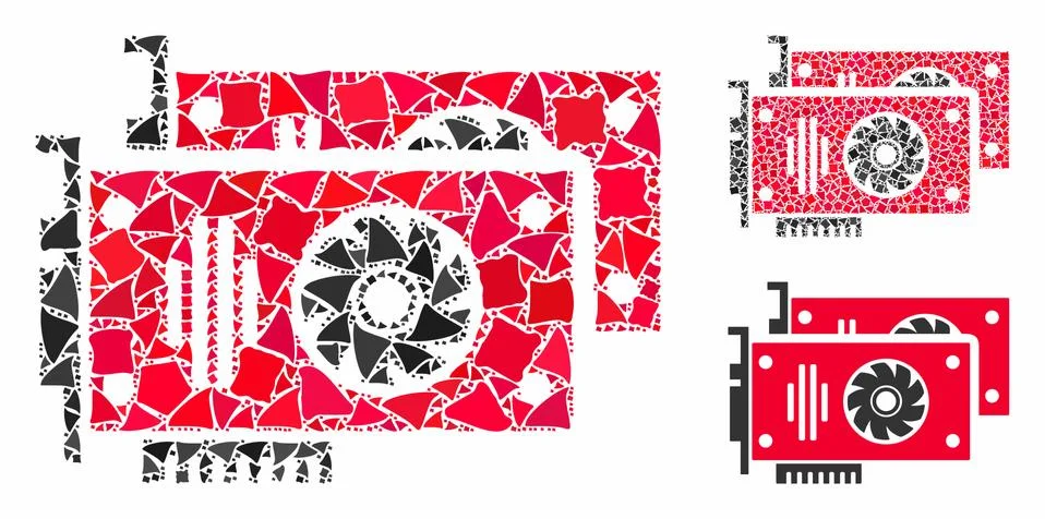 Graphic accelerator cards Composition Icon of Joggly Items Stock Illustration