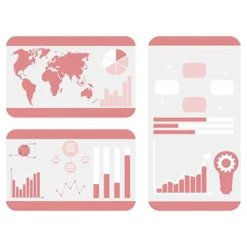 Graphic and charts with world map statistic Stock Illustration