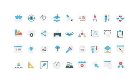 Graphic and web design, tools and options, designer and author equipment color Stock Illustration