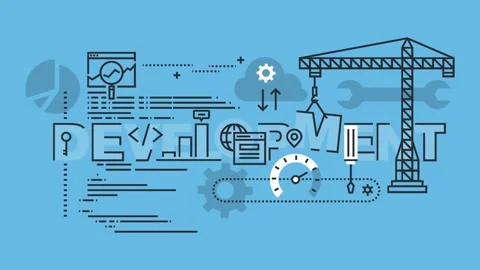 A graphic animated representing business development with industrial icons .. Stock Footage 340282638